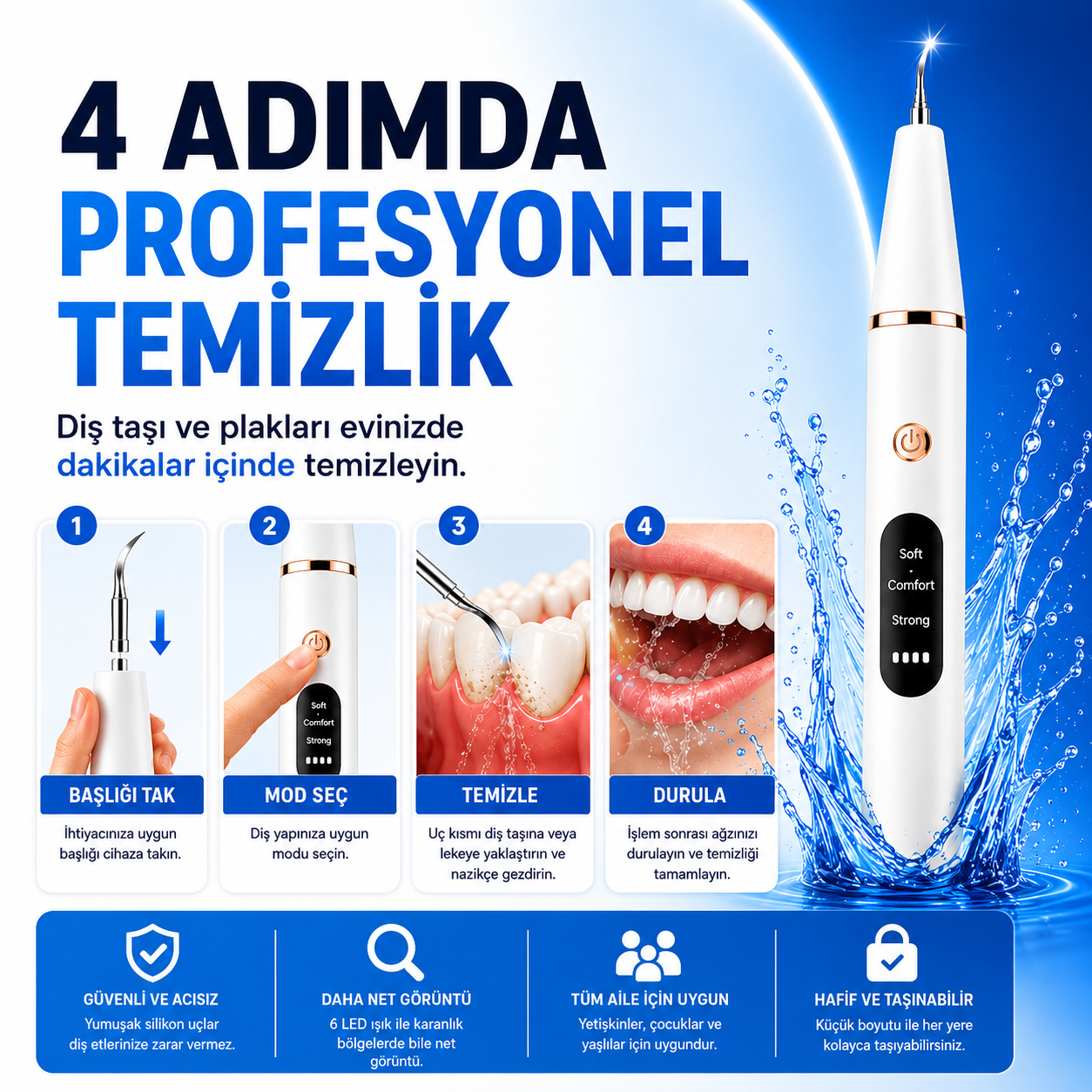 Akıllı Ultrasonik Diş Taşı Temizleme Cihazı